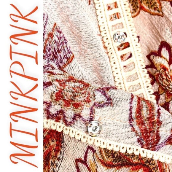 NWT MINKPINK Lola Floral Multi V-Neck Boho Mini Dress, Size Large - Picture 8 of 14